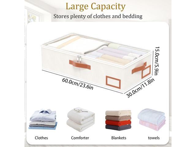 Yawinhe Under Bed Storage, 2 Pack Closet Organizers, Collapsible Container Bags, with Sorting Card Slot and 4 Leather Handles, for Blanket,...