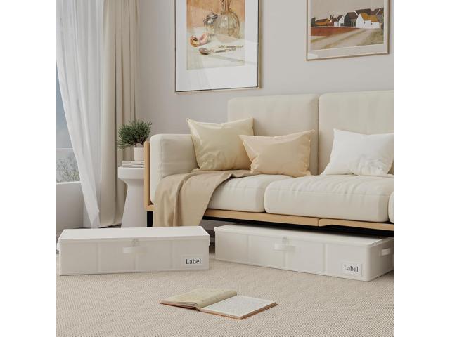 Yawinhe Underbed Bags, Storage Containers Bags with Lid, Foldable Blanket Bins, with Sturdy Zipper und Label Holders, for Clothing,...