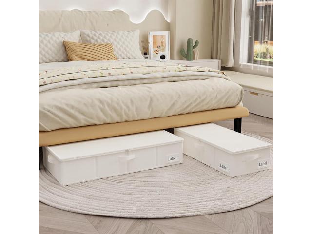 Yawinhe Underbed Bags, Storage Containers Bags with Lid, Foldable Blanket Bins, with Sturdy Zipper und Label Holders, for Clothing,...