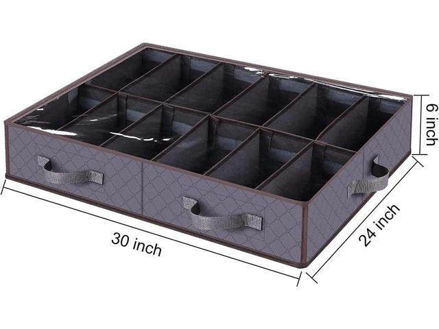 Under Bed Shoe Storage Organizer, Set of 2, Sturdy Structure, Adjustable Dividers, Reinforced Handle, Sturdy Zipper, Underbed Storage Solution with...