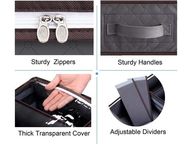 Under Bed Shoe Storage Organizer, Set of 2, Sturdy Structure, Adjustable Dividers, Reinforced Handle, Sturdy Zipper, Underbed Storage Solution with...