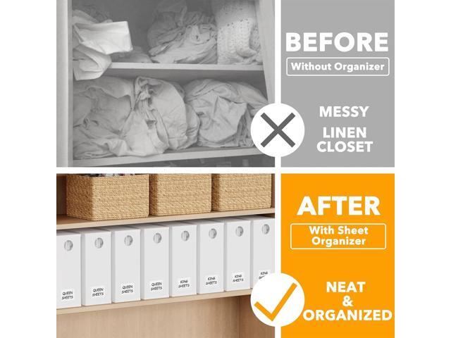 SpaceAid 8 Pack Bed Sheet Organizers and Storage, Foldable Organizer for Linen Closet, Sheets Set Folder Keeper with Window XL (Queen & King Size)...