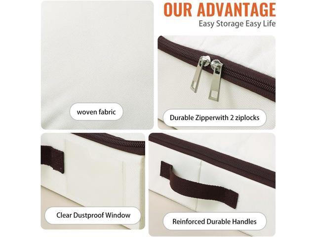 2Pcs Under-Bed Storage Bins with Sturdy Handles, Toy Storage Organizers, Clothes Storage, Rigid Folding Under Sofa Storage for Clothing, Quilts,...