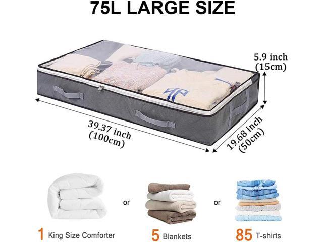 Under Bed Storage Containers, 4-Pack Large Capacity Underbed Storage Bags Organizer, Thick Fabric Storage Bins with Clear Window and Handles for...