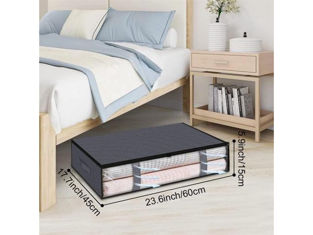 Under Bed Storage Containers, 4-Pack Large Capacity Underbed Storage Bags Organizer, Thick Fabric Storage Bins with Clear Window and Handles for...