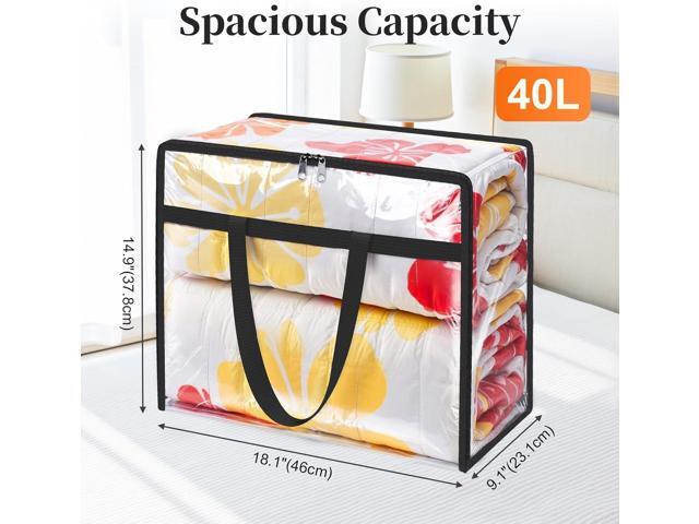 Clear Clothes Storage Bags, 4 Pack Closet Organizers and Under Bed Storage Containers, Foldable Moving Bags with Zippers for Comforter, Blanket,...