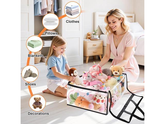 Clear Clothes Storage Bags, 4 Pack Closet Organizers and Under Bed Storage Containers, Foldable Moving Bags with Zippers for Comforter, Blanket,...