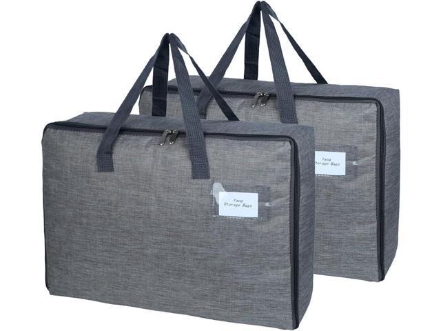 YACQ 2 Pack Large Moisture-Proof Storage Moving Travel Bag for Comforter Pillow Blanket Quilt Bedding Clothes/Water-Resistant Linen Fabric/Storage...