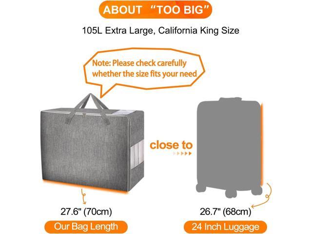 3 Pack 105L Comforter Storage Bags, Extra Large Bedding Storage Bags with Card and Clear Window, Reinforced Handles & Zippers, Foldable Closet...