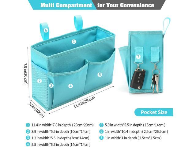 Bunk Bed Organizer, Bedside Caddy Hanging Bed Organizer Storage Bag with 4 Pockets and 2 Hooks, for College Dorm Rooms Bed, Hospital Bed, Baby Bed...