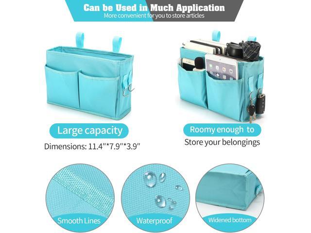 Bunk Bed Organizer, Bedside Caddy Hanging Bed Organizer Storage Bag with 4 Pockets and 2 Hooks, for College Dorm Rooms Bed, Hospital Bed, Baby Bed...