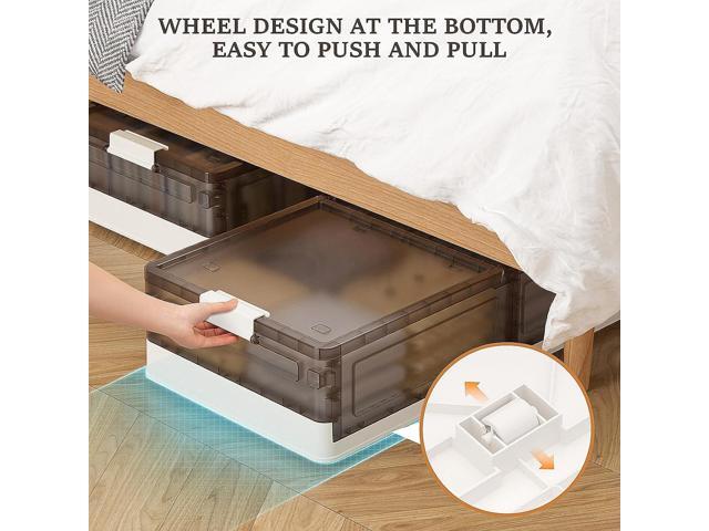 Under Bed Storage Containers - 3Pack, Stackable Under Bed Rolling Storage Plastic Containers, 11.5Gal Storage Bins with Wheels, Multi-purpose...