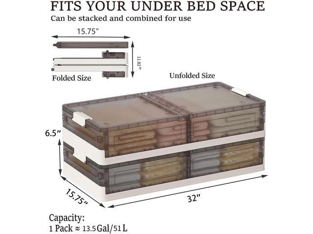 Under Bed Storage Containers - 3Pack, Stackable Under Bed Rolling Storage Plastic Containers, 11.5Gal Storage Bins with Wheels, Multi-purpose...