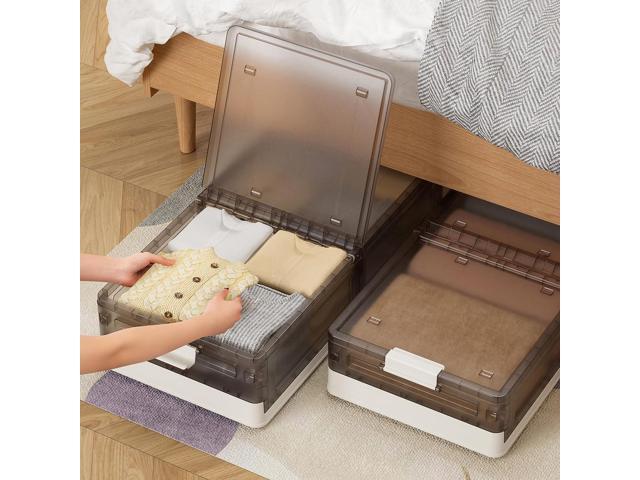 Under Bed Storage Containers - 3Pack, Stackable Under Bed Rolling Storage Plastic Containers, 11.5Gal Storage Bins with Wheels, Multi-purpose...