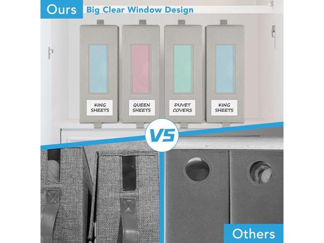 3 Pcs Bed Sheet Organizers and Storage, Large Size Sheet Set Organizers (Queen & King) Duvet Covers Blanket Storage for Linen Closet with Handle,...