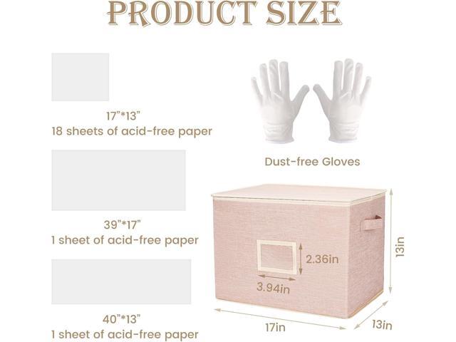 Wedding Dress Storage Box with 1 Pair of Microfiber Gloves and 20 Sheets of Acid-Free Paper, Wedding Dress Preservation Box for Heirlooms, Gowns...