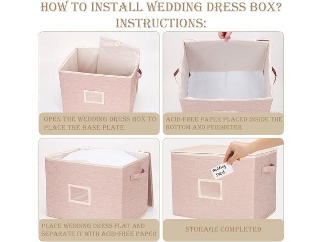 Wedding Dress Storage Box with 1 Pair of Microfiber Gloves and 20 Sheets of Acid-Free Paper, Wedding Dress Preservation Box for Heirlooms, Gowns...