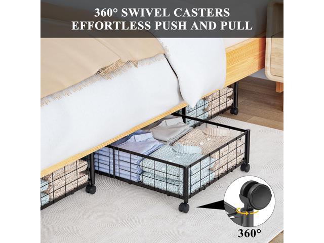 Under Bed Storage with Wheels, 360° Rotating, No-Assembly Underbed Storage Containers, 1 PACK