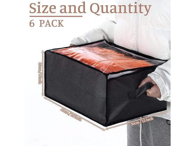 6 Pcs Clear Storage Bags Zippered Plastic Clothes Containers Case Fabric Blanket Organizer Large Storage Bins with Handles for Bedding Sheets...
