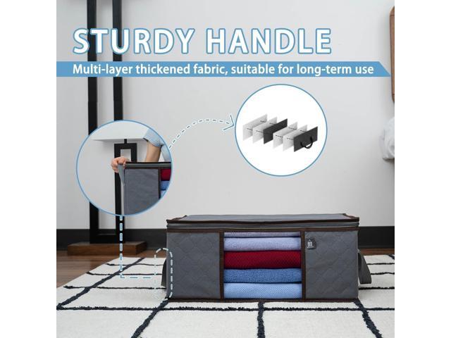 VENO 3 Pack Medium Clothes Storage Bag Organizer with Reinforced Handle Thick Fabric for Comforters, Blankets, Bedding, Foldable with Sturdy...