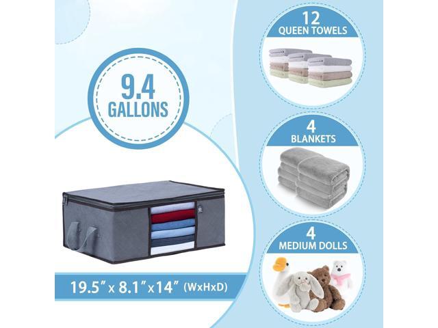 VENO 3 Pack Medium Clothes Storage Bag Organizer with Reinforced Handle Thick Fabric for Comforters, Blankets, Bedding, Foldable with Sturdy...