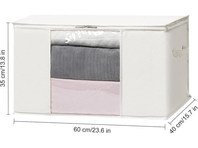TYEERS Large Storage Bags with Zipper and Clear Window, Cotton Blended Fabric Storage Containers for Seasonal Clothes and Bedding, 23.6x15.7x13.8...