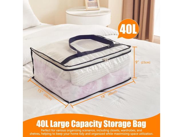 40L Clear Storage Bags for Blanket, Clothes, Comforter, Bedding, Sheet, Pillow - Closet Organizers and Storage Containers, Under Bed Storage Bag...