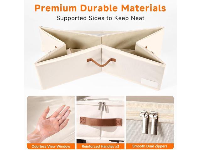 60L Large Under Bed Storage with Wheels Pack of 2, Underbed Shoe Container Bin with Clear Lid Cover, 10.5 Inches Rolling Under Bed Drawer Storage...