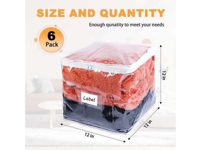 Clear Zippered Storage Bags Plastic Sweater Storage Bags with Zipper 6 Packs Clothing Organizer for Blankets Linen Sweater Bed Sheet Quilt Clothes...