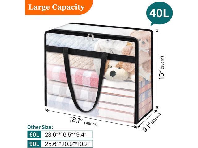 6 Pack Clear Storage Bags for Comforter, Clothes & Bedding, Plastic Blanket Storage with Zipper and Handle, Moving Bags, Closet Organizer and...
