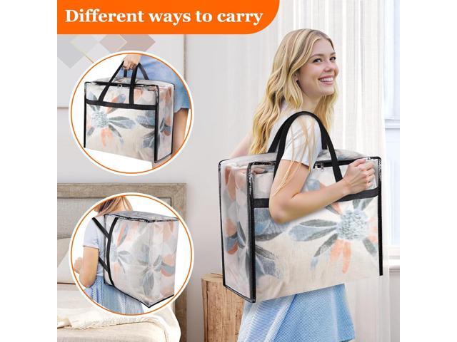 6 Pack Clear Storage Bags for Comforter, Clothes & Bedding, Plastic Blanket Storage with Zipper and Handle, Moving Bags, Closet Organizer and...