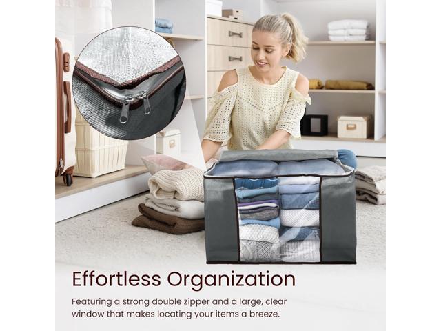 Reli. 90L Large Clothes Storage Bags (3 Pack) Closet Organizers, Storage Containers Large Clothing Bags with Handles for Towels, Comforters,...