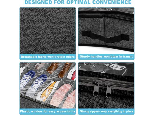 2 Pack Under Bed Shoe Storage Organizer for Closet, Fits Total 32 Pairs Foldable Underbed Shoes Containers Boxes Under the Bed Storage Bedding with...