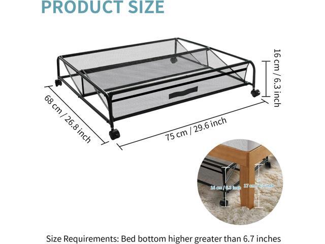Under Bed Shoe Storage with Wheels, Space Saving Shoe Organizer with Sturdy Metal Frame & Breathable Mesh, Suitable Under the Bed, Sofa and Desk, 2...