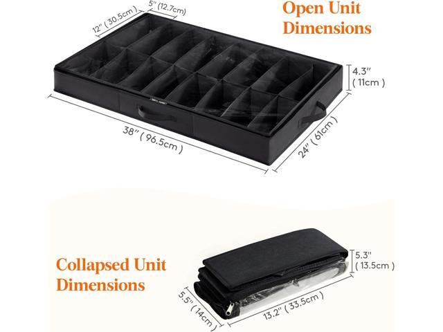 Lifewit Under Bed Shoe Storage Organizer 4 Pack(16 Pairs), 4.3' Tall Fabric Shoes Container Box, Foldable Closet Shoe Bag with 2 Reinforced Handles...