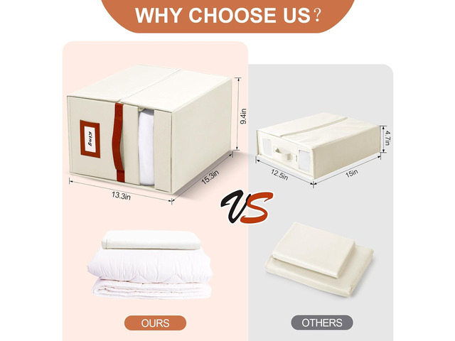Extra Large Bed Sheet Organizer, 2 Pack Foldable Linen Closet Organizer and Storage with Oxford Fabric, Clear PVC Window & Leather Handle Storage...