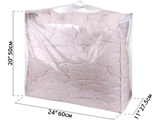 Set of 2 With Handles, Zippered Clear Vinyl Storage Bags 24x20x11 Inch, Organizer for Clothes, Space Saver PVC Comforter Clear Storage Bags for...