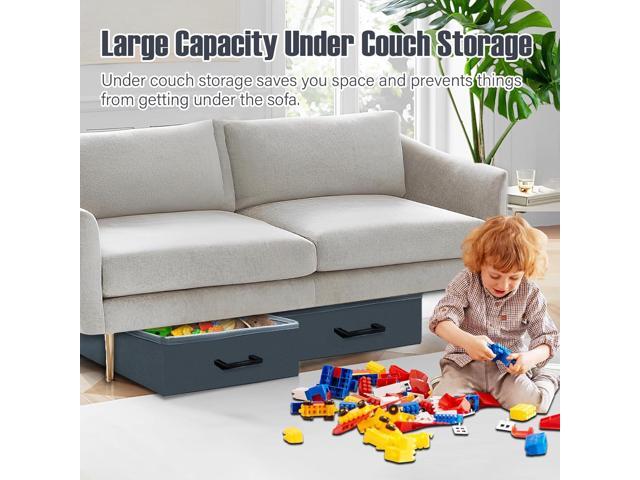 Foldable Under Sofa Storage - 2 Pack Under Couch Containers (23.62*15.75*5.51in) For Toys, Blocks, Puzzles, Plush Dolls, Books