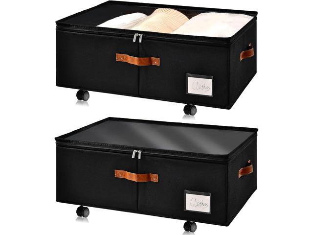 Under Bed Storage Organizer with Wheels, Underbed Container with Clear Lid Cover, Storage Bag Box with Visiable Window for Clothes, Bedsheet,...