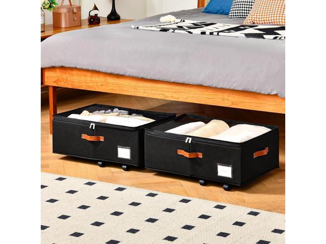 Under Bed Storage Organizer with Wheels, Underbed Container with Clear Lid Cover, Storage Bag Box with Visiable Window for Clothes, Bedsheet,...