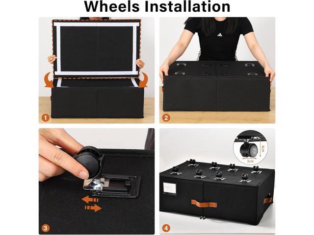Under Bed Storage Organizer with Wheels, Underbed Container with Clear Lid Cover, Storage Bag Box with Visiable Window for Clothes, Bedsheet,...