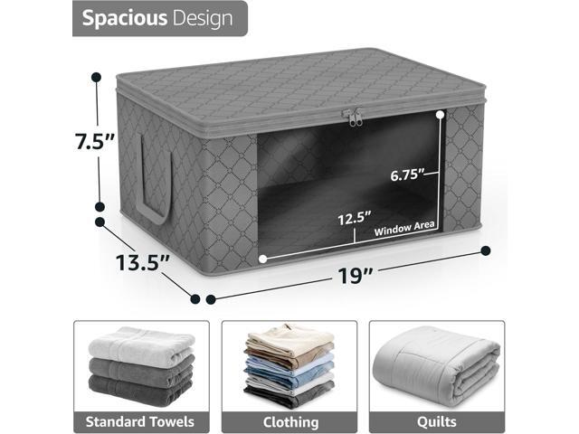 Sorbus Medium Clothes Storage Bags - Foldable Blanket Storage Bins for Organizing Bedroom, Closet, Clothing, Comforter, Organization with Clear...