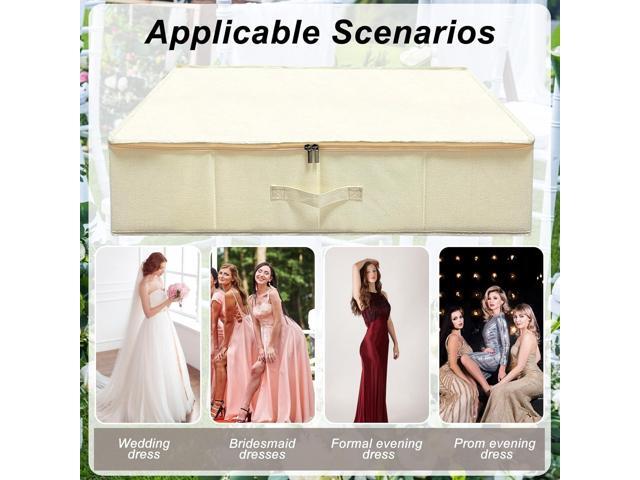 Wedding Dress Storage Box, Wedding Dress Preservation Box with 40 Sheets and 1 Pair Microfiber Gloves of Acid Free Tissue Paper for Storage Wedding...