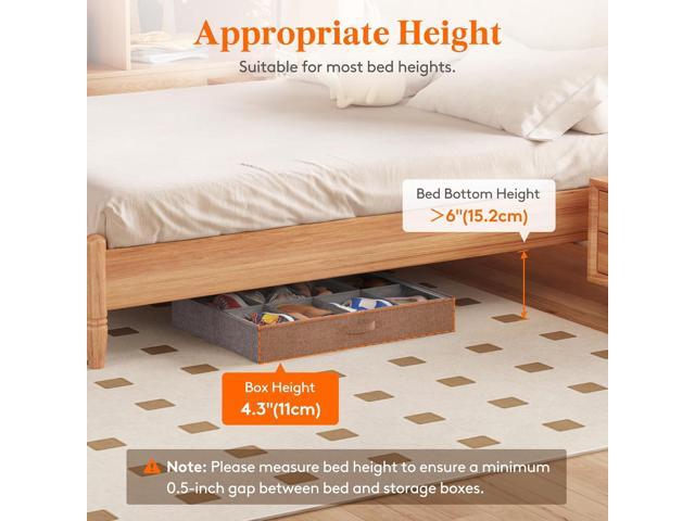 Lifewit Under Bed Shoe Storage Organizer Fits 8 Pair Sneakers, 4.3 Inches Tall Sturdy Structure Ultra Thick Fabic Sneaker Storage, Foldable...