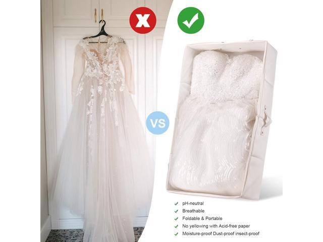 Wedding Dress Storage Box - Wedding Dress Preservation Box with 20 Sheets of Acid Free Tissue Paper for Storage Wedding Dress Storage Box...