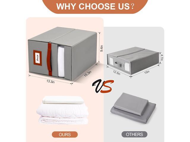 Extra Large Bed Sheet Organizer, 2 Pack Foldable Sheet Organizers and Storage with Oxford Fabric, Clear PVC Window & Leather Handle Storage for...