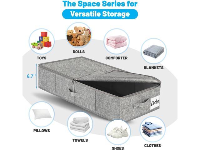Under Bed Storage Container Bins 2 Pack, Low Profile Foldable Underbed Clothes Storage Organizer W/ Ultra Thick Fabric and Sturdy Bottom/Sides,...