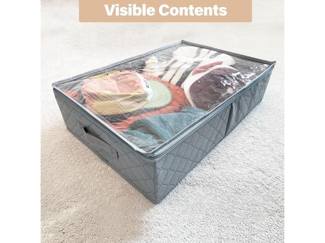 LotFancy Foldable Under Bed Storage Bags, Closet Organizers and storage bins, Clothes Blankets Organizer, with Clear Window and Reinforced Handles,...