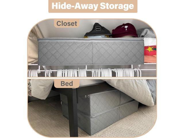 LotFancy Foldable Under Bed Storage Bags, Closet Organizers and storage bins, Clothes Blankets Organizer, with Clear Window and Reinforced Handles,...