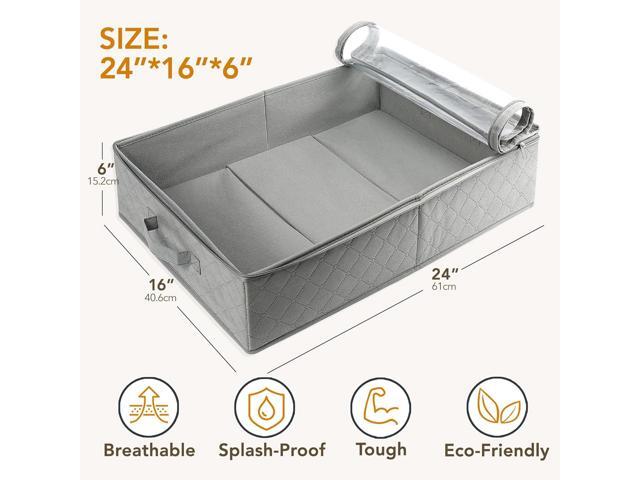 LotFancy Foldable Under Bed Storage Bags, Closet Organizers and storage bins, Clothes Blankets Organizer, with Clear Window and Reinforced Handles,...